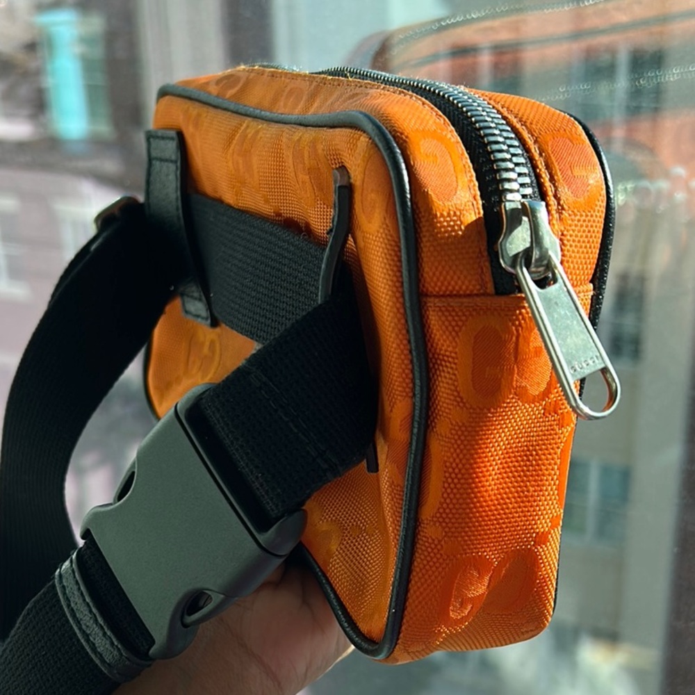 Gucci Off The Grid Orange and Black Belt Bag with Monogram Print - Picture 3 of 7